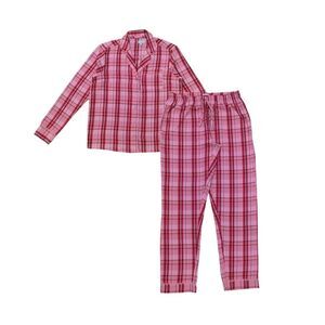 Linea Womens/Ladies Cotton Checked Button Front Long Pyjama Set (Pack of 1) / Pi